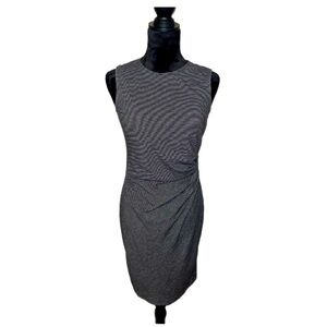 Theory Black and Gray Striped Midi Dress- Medium
